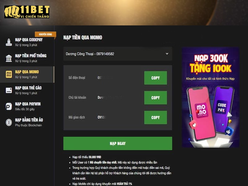 nạp tiền 11bet